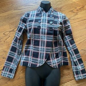 Volcom Plaid Military Style Jacket XS Black Red